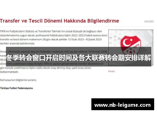 冬季转会窗口开启时间及各大联赛转会期安排详解
